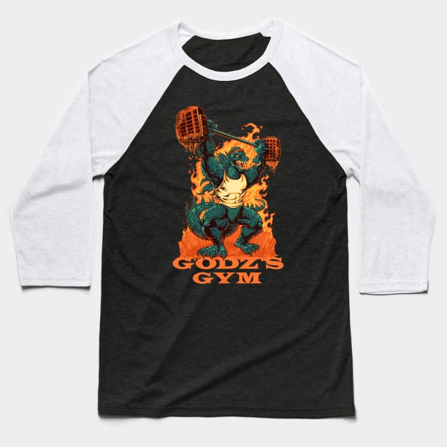 Godz's Gym Baseball T-Shirt by FlylandDesigns